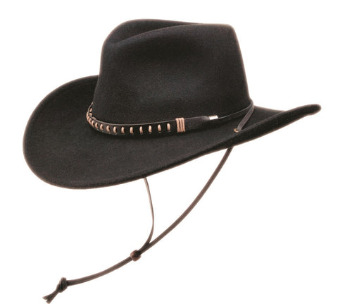 Black Creek Avon Crushable Wool Outback Hat with Chincord - Cowboy Hats and More